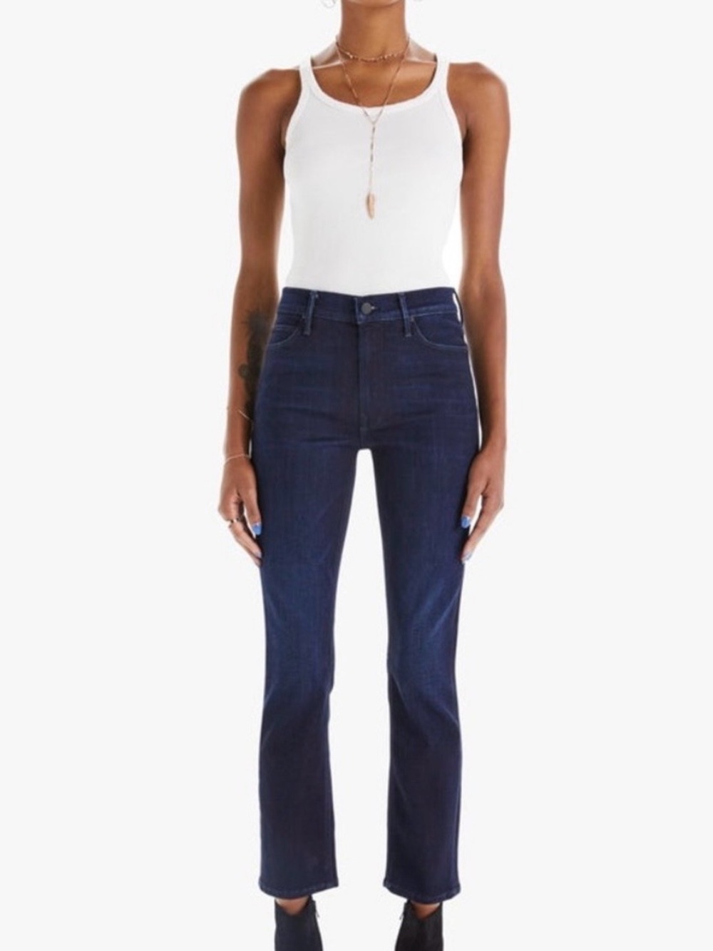 MOTHER Mid Rise Dazzler Ankle Now Or Never Dark Wash Jeans 25